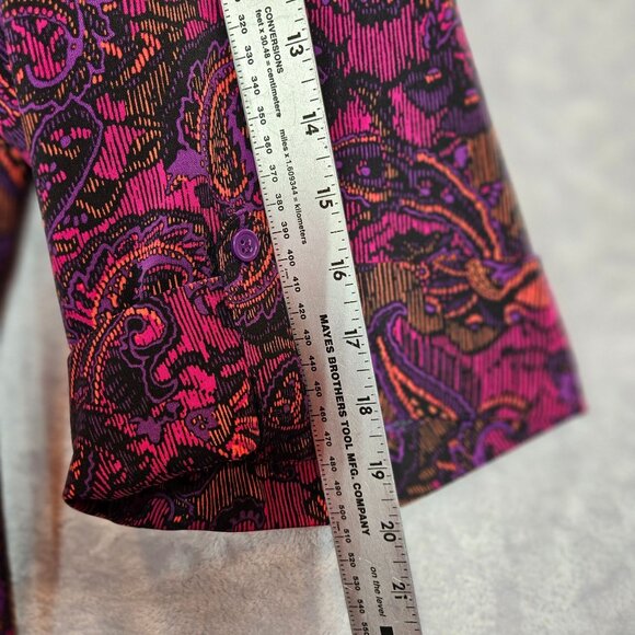 Catherines Blouse Womens 3X Colorful Paisley Button-Up tunic career office bold - Picture 4 of 13